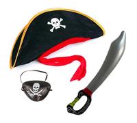 dinghaole Pirate Costume Set - Pirate Hat, Eye Patch & 73cm Inflatable Sword for Adults-Halloween Masquerade Party Costume Theme Party Role Play Cosmetic Accessories