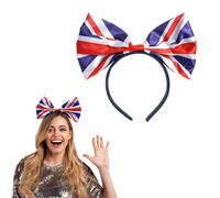 dinghaole Union Jack Bow Headband, England Flag Bow Headdress Headband, Perfect for the Kings Coronation, British Events and Other Fancy Dress Events, for Women and Girls Celebrating National Event