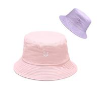 dinghaole Unisex Kids Summer Bucket Hat, Pink Purple Double-Sided Bucket Hats, Foldable Beach Hats Outdoor Caps, Boys Girls Summer Bucket Hat Wide Brim Unisex Beach Hats Caps for 2-8 Years