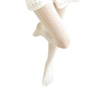 dinghaole White Striped Patterned Tights, White Striped Patterned Tights Knitted Lace Hollow Vintage Fishnet Stocking tights, Skin Friendly Breathable High Waist Stockings with Hollow-Out Design