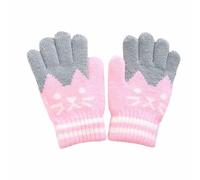Dinghaole Winter Warm Knitted Soft Gloves,magic gloves kids,Cute Cat Thermal Full Fingers Stretch Gloves,pink gloves,Stretchy Warm Gloves for Boys and Girls,Outdoor School Costume Daily Wearing