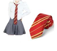 dinghaole Wizard School Tie, Red Striped Neckties, School Uniform Neckties for Kids, Cosplay Costumes, Fancy Dress Accessories Daily, World Book Day Halloween Party Fancy Dress Costume Accessories