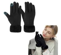 dinghaole Women Touch Screen Gloves, Stylish Faux Suede Soft Warm Cosy Winter Gloves, Winter Warm Fleece Lined Touchscreen Gloves, for Driving Running Skiing Cycling Camping