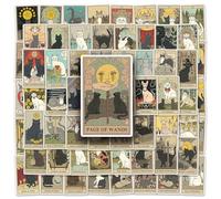 Dinghaole78Pcs Tarot Vintage Stickers Set,Vintage Scrapbooking Stickers Paper Pack,Sticker Retro Set for Scrapbooking Accessories,Bullet Journaling,Guitar,Handicrafts,Etc,DIY Retro Journaling Stickers