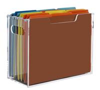 DINGHUO Acrylic File Folder Organizer, Hanging File Organizer Box, File Holder with Handles for Letter Size/A4, Clear File Box Desktop Folder Storage for Office Home Work -1 Pack