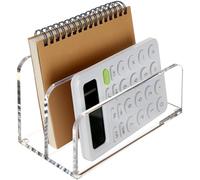 DINGHUO Acrylic Mail Letter File Holder Folder Organizer for Desk, 2 Sections Clear Countertop Small Document Notebook Electronics Desktop Organizer for Office Storage Home School