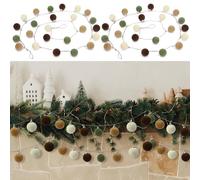 Dingion 2 Pcs 6.6 Ft Velvet Christmas Ball Ornament Garland 48 Pcs 2 Inch Mini Velvet Ball Xmas Hanging Decorations String Garland for Christmas Fireplace Stairs Tree Decoration(Mixed Colors)