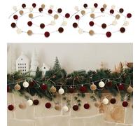 Dingion 2 Pcs 6.6 Ft Velvet Christmas Ball Ornament Garland 48 Pcs 2 Inch Mini Velvet Ball Xmas Hanging Decorations String Garland for Christmas Fireplace Stairs Tree Decoration (Classic Colors)