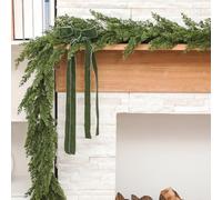 Dingion 2 Pcs 6ft Cedar Garland - Artificial Christmas Cedar Pine Needles Decorations Realistic Faux Evergreen Greenery Garland for Seasonal Holiday Decor - Suitable for Table, Mantle, Stair
