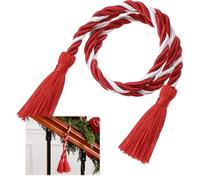 Dingion 20 Pcs 25.2 Inches Christmas Garland Banister Ties with Tassel Christmas Decorative Reusable Twist Ties for Garland Banister Home Xmas Holiday Decorations(Red, White)