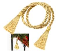 Dingion 20 Pcs Christmas Garland Decorative Banister Ties with Tassel 25.2 Inches Christmas Reusable Twist Ties for Garland Fireplace Staircase Banister Home Xmas Holiday Decorations(Gold)