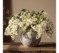 Dingion 3 Pcs Artificial Berry Stem 43 Inch Spring Faux Flowers Branches Realistic Floral Spray for Wedding Holiday Farmhouse Mantel DIY Home Decor(White)