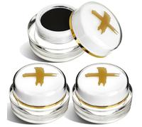 Dingion 3 Pcs Palm Ash Wednesday Church Supply Palm Ash PYX with Gold Cross White Acrylic Container for Easter Church Service (No Contain Ash)