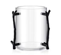 Dingion Judaica Hand Washing Cup with Dual Handles 5" Acrylic Clear Negel Vasser Washing Cup for Netilat Yadayim Jewish Ritual Kohanim(Black Handle)
