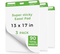 DINGIXOC Sticky Easel Pads, 3 Pack Anchor Chart Paper for Teachers, Self Stick Flip Chart Paper with Sticky Back for Classroom, Office, 30 Sheets/Pad (13x17inches)