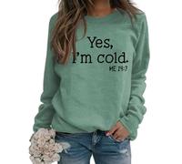 DINGJIUYAN Black Sweatshirt Women Yes I am Cold ME 24:7 Sweatshirt Fall Winter Letters Print Graphic Tops Pullover Solid Sweatshirt
