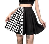 DINGJIUYAN Checkered Skirt-Goth Girl Gothic Black High Waist Grunge Harajuku Punk A-Line Plaid Pleated Skirt Grunge Dark Academy
