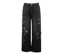 DINGJIUYAN Embroidered Flare Jeans - Women's Loose Star Jeans