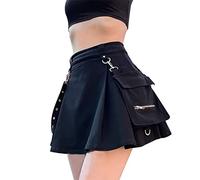 DINGJIUYAN Gothic Black Mini Skirt for Women - Tutu Style - Goth UK Grunge Emo Clothes