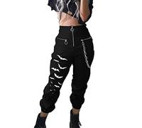 DINGJIUYAN Halloween Pant Women Cargo Harem Pants Side Pockets Black White Hip Hop Casual Male Female Joggers Trousers