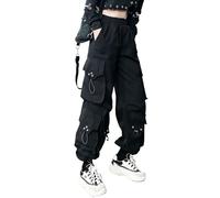 DINGJIUYAN Harem Pants Women Gothic Cargo Parachute Trousers Elastic Waist Oversized Multi Pockets Streetwear Pants