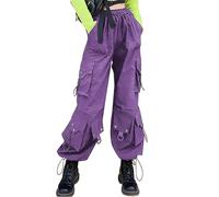 DINGJIUYAN Harem Pants Women Gothic Cargo Parachute Trousers Elastic Waist Oversized Multi Pockets Streetwear Pants