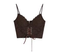DINGJIUYAN Plus Size Gothic Tops - Black & Coffee XL, Y2K Crop & Tank Tops for Women UK