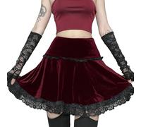 DINGJIUYAN red Goth Mini Skirt, Pleated Skirt for Women, Korean & Gothic Style, Mesh Detail