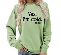 DINGJIUYAN Sweatshirts for Women UK Yes I am Cold Hoodies Fall Winter Plus Size Pullover Long Sleeve O Neck Warm Casual Loose Sweatshirt
