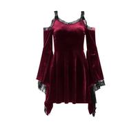 DINGJIUYAN Victorian Gothic Lolita Dresses, Plus Size Alt Goth Witch, red Gothic Accessories,Mini Harajuku Off Shoulder Punk Halloween Autumn Y2K