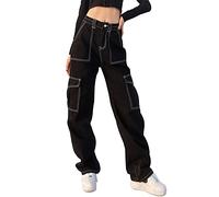 DINGJIUYAN Vintage Grey High Waist Women Jeans Straight Baggy Denim Pants Stars American Fashion Streetwear Wide Leg Jean Female Trouser