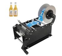 DINGK Manual Round Bottle Label Applicator Labeling Machine, Semi Automatic Bottle Sticker Labeling Machine, 20-40 Pcs/Min, Width 10-110mm Length 10-300mm Label, for Cans Glass Plastic