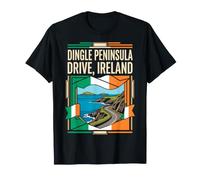Dingle Peninsula Drive Ireland Flag Coastal Travel Art T-Shirt