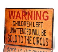 dingleiever-TIN Sign Warning Children Circus Metal Decor Art for Kitchen Store Ranch Bar