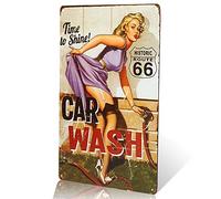 dingleiever - Vintage Tin Sign for Garage Retro Decor Metal Poster Pinup Girl Plaque Full Service Car Wash