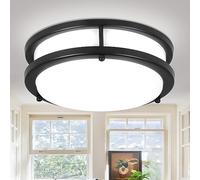 DINGLILIGHTING 24W Led Dimmable Flush Ceiling Light, 10Inch Nickel, Living Room, Bedroom, Kitchen, Office, 3000K-6000K Adjustable, Super Bright, Black