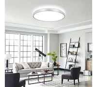 DINGLILIGHTING 45W Modern Flush Ceiling Light, 23 Inch Silver Low Profile Bedroom Light Ceiling, Thin Round Close to Ceiling Lights for Kitchen, Bedroom, Living Room,3000-6000K 5 Color Adjustable