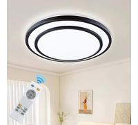 DINGLILIGHTING 48W Flush Mount Dimmable Led Living Room Ceiling Light,Round Black Led Ceiling Light, Round Kitchen Ceiling Lights with Remote Control for Living Room/Dining Room/Bedroom/,3000-6000K
