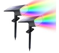 DINGLILIGHTING RGB Solar Lights for Outdoor: 7 Multicolor Solar Powered for Garden - IP65 Led Spot Light Decorations for Garden - Dust to Dawn Uplighting Landscape Pathway Drive Patios 2PC