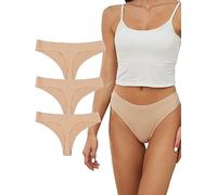 DingLu Womens Seamless Thongs No Show G-String Underwear Pack of 3（Nude，8）