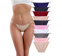 DingLu Women's String Bikini Panties Low Rise Underwear High Cut Cheeky Panties XS-XL, Women Underwear A-10pack, 8