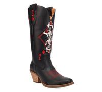 Dingo Black Jack of Diamonds Women's Square Toe Leather Boots DI2232-BLK, Black, 5 UK