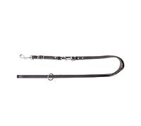 Dingo Black Leather Dog Leash Adjustable with Swappable Snap-Hook 10246
