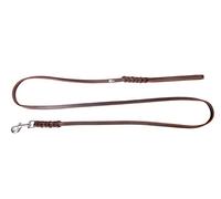 Dingo Brown Leather Dog Leash, Thin and Strong, Braided, Handmade of Soft Grain Leather, with Snap-Hook 10738