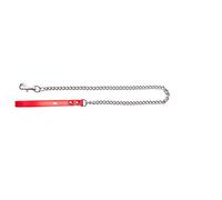 Dingo Chain Leash for Dog with Red Leather Handle, Hanmade Lead with Strong Chains Links 10789