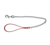 Dingo Chain Leash for Dog with Red Leather Handle, Hanmade Lead with Strong Chains Links 10790