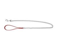 Dingo Chain Leash for Dog with Red Leather Handle, Hanmade Lead with Strong Chains Links 10791