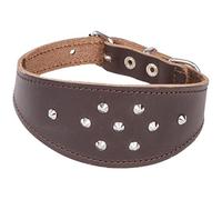 Dingo Decorative Brown Leather Collar with Studs for Hound, Whippet, Pariah, Sighthound, Pointer and Other Gun Dog Breeds 12389