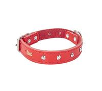 Dingo Designed Leather Dog Collar, Lined with Felt, Decorative Studs, Durable, Red 12044