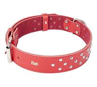 Dingo Designed Leather Dog Collar, Lined with Felt, Decorative Studs, Durable, Red 12092